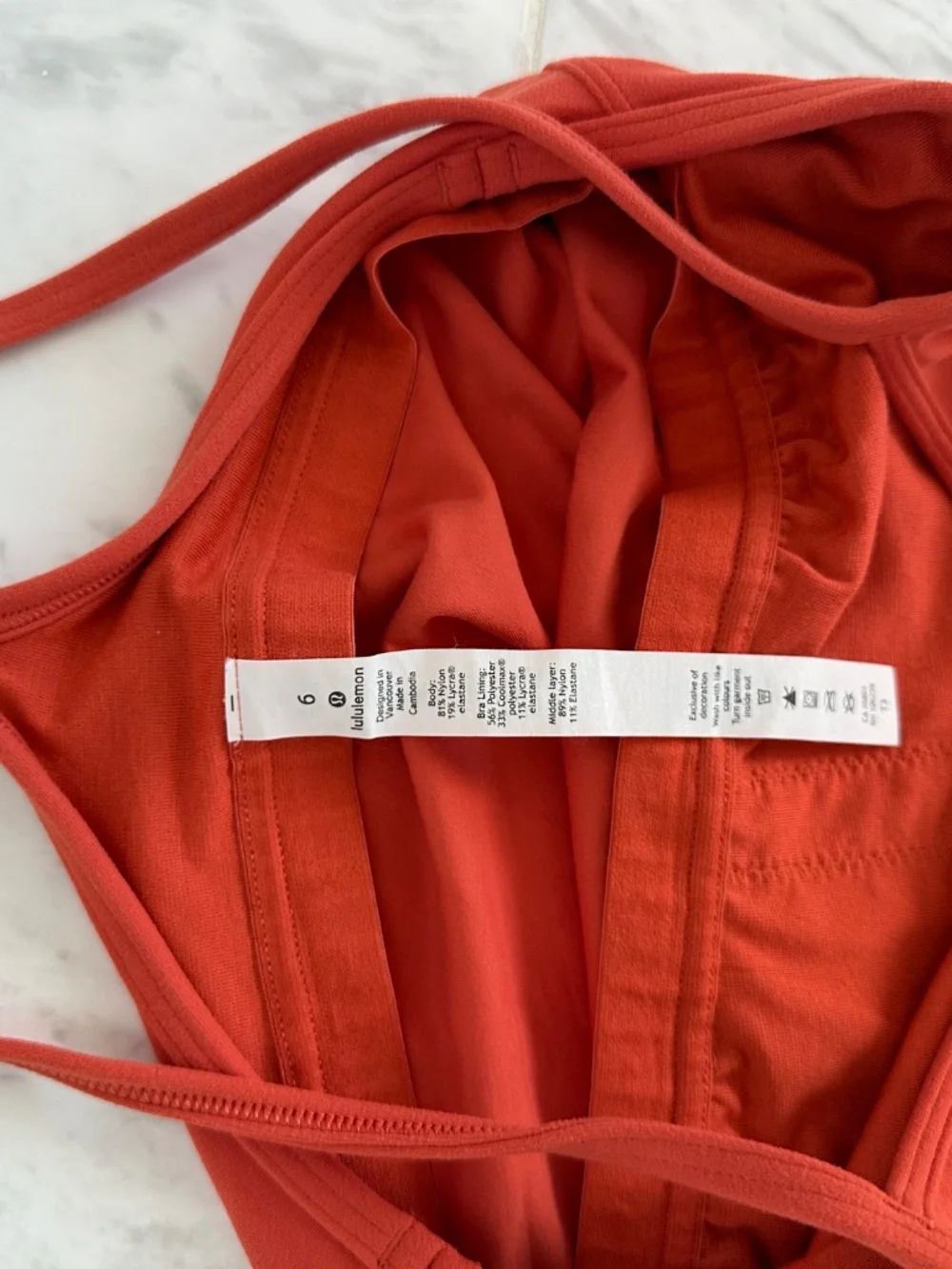 Lululemon Staps Bodysuit Sz 6 orange